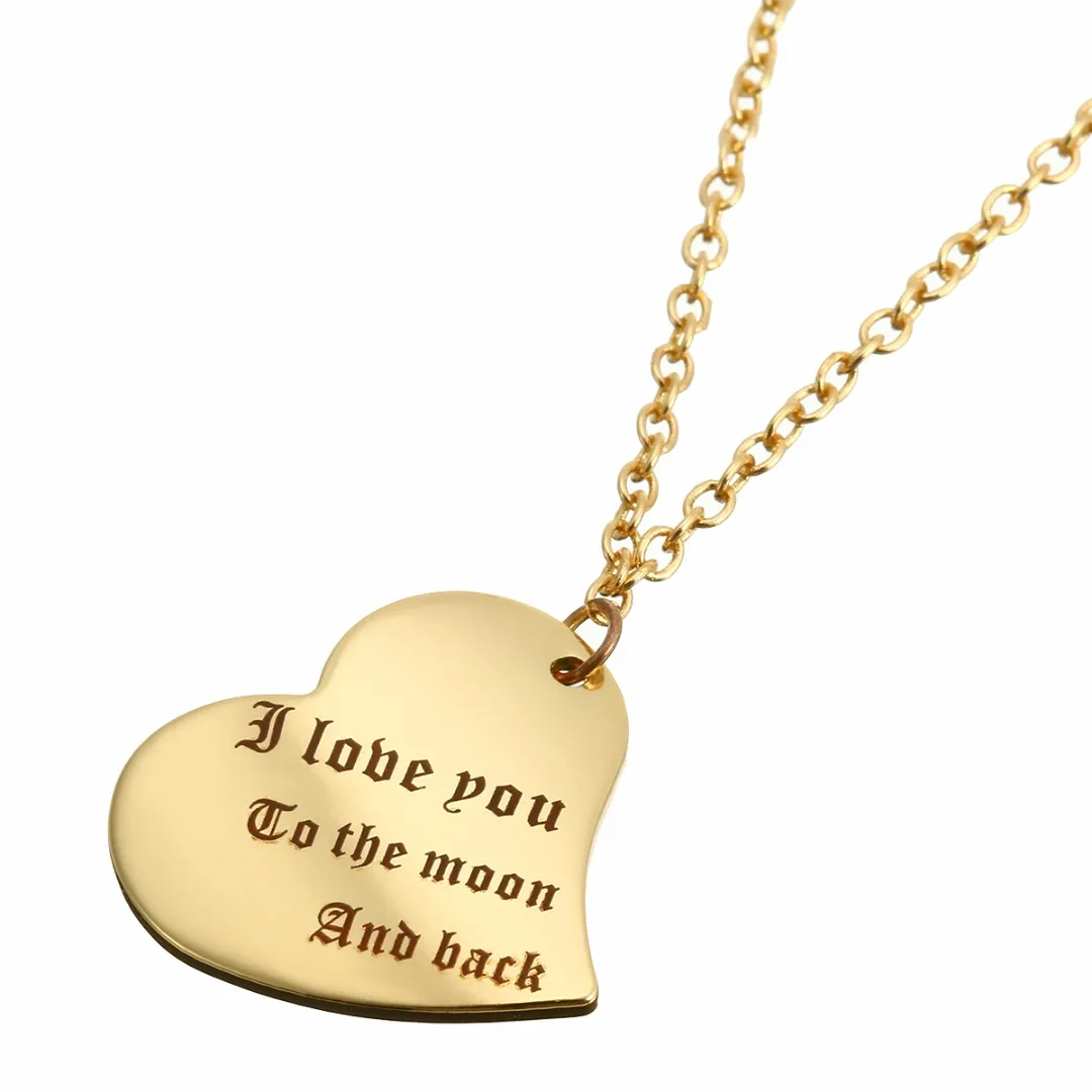 Men Women DIY Personalized Engrave Name Letter Heart Necklace Stainless Steel Jewelry Trendy Vintage Customized Gift Shellhard