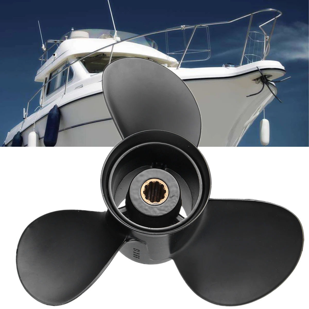 

346-64104-5/3R0B645270 Outboard Propeller for Tohatsu Mariner for Mercury for Nissan 25-30HP 10 Spline Tooths Aluminium Alloy