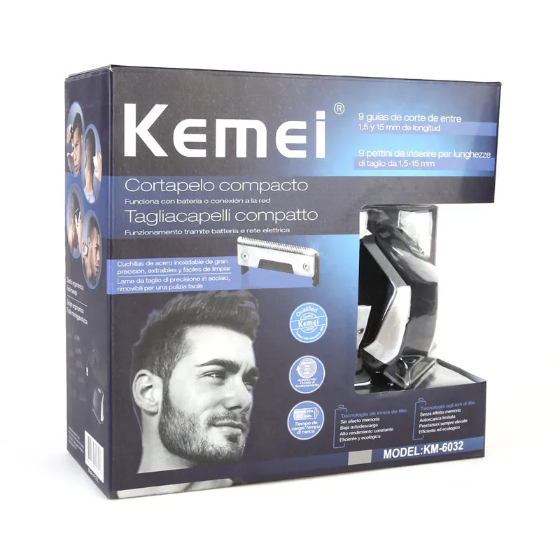 Original KM-6032 Clipper Electric Hair Trimmer Professional for Men Shaver Hair Cutting Machine With 9 x Trimming Comb 110-240V Original KM-6032 Clipper Electric Hair Trimmer Professional for Men Shaver Hair Cutting Machine With 9 x Trimming Comb 110-240V