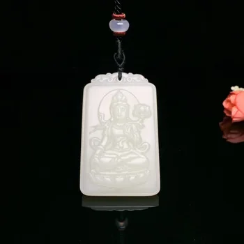 

Exquisite Hetian jade Guanyin pendant h24#