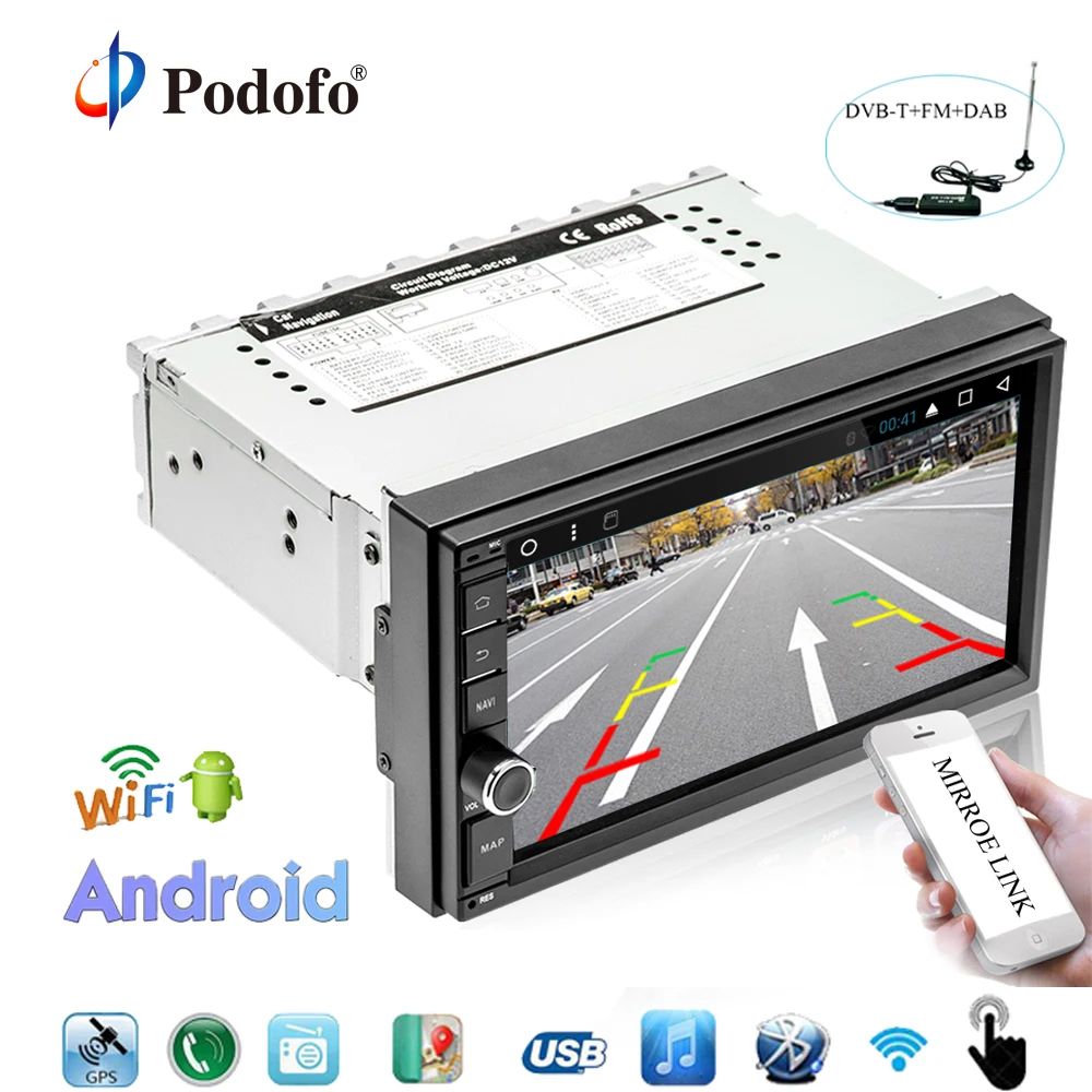 Podofo autoradio android 1 din Car Radio font b GPS b font Navigation WIFI 7 Touch