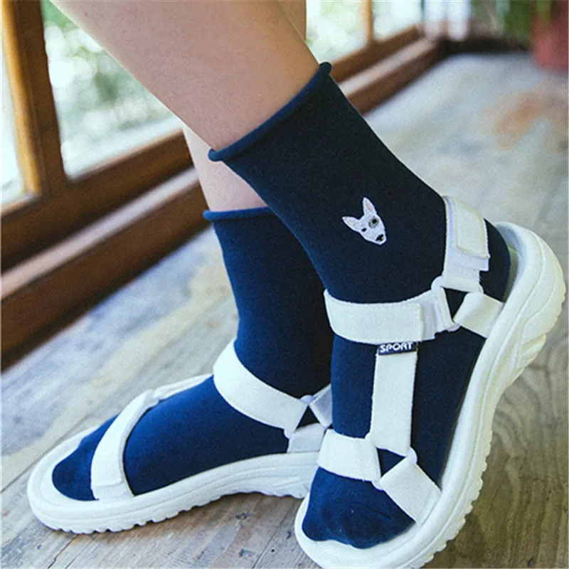 

Japanese Cute Embroidery Pet Dog Loose Short Socks Women Kawaii Shiba Inu Poodle Beagle Bull Terrier Bulldog Animal Cotton Sock
