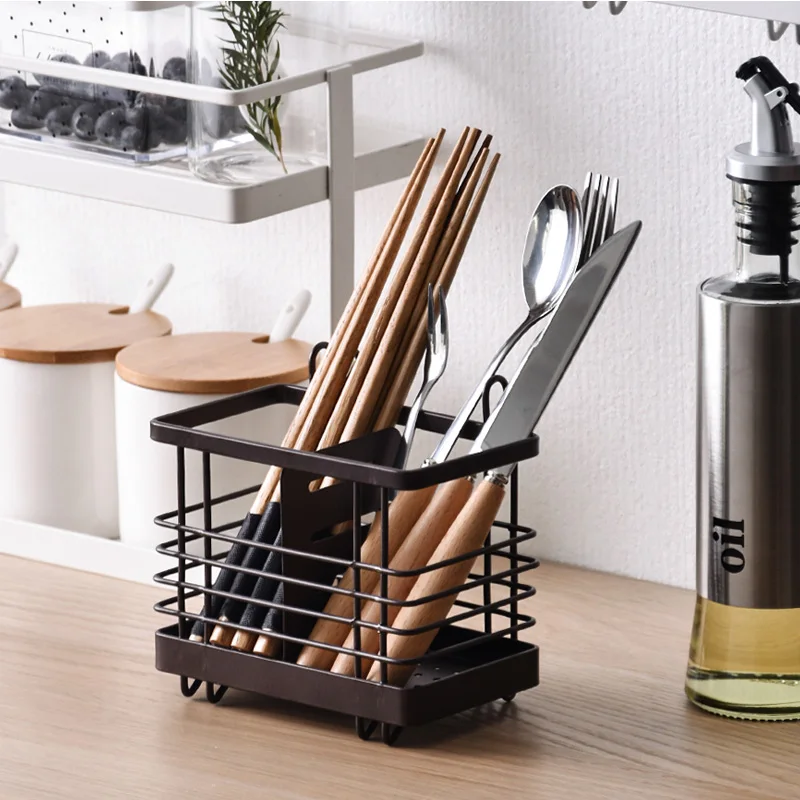 

Spoon Chopsticks Fork Iron Wall Mounted Storage Box Kitchen Rack Cutlery Holder Iron Kitchen Countertop Box Rack Cutlery Holder