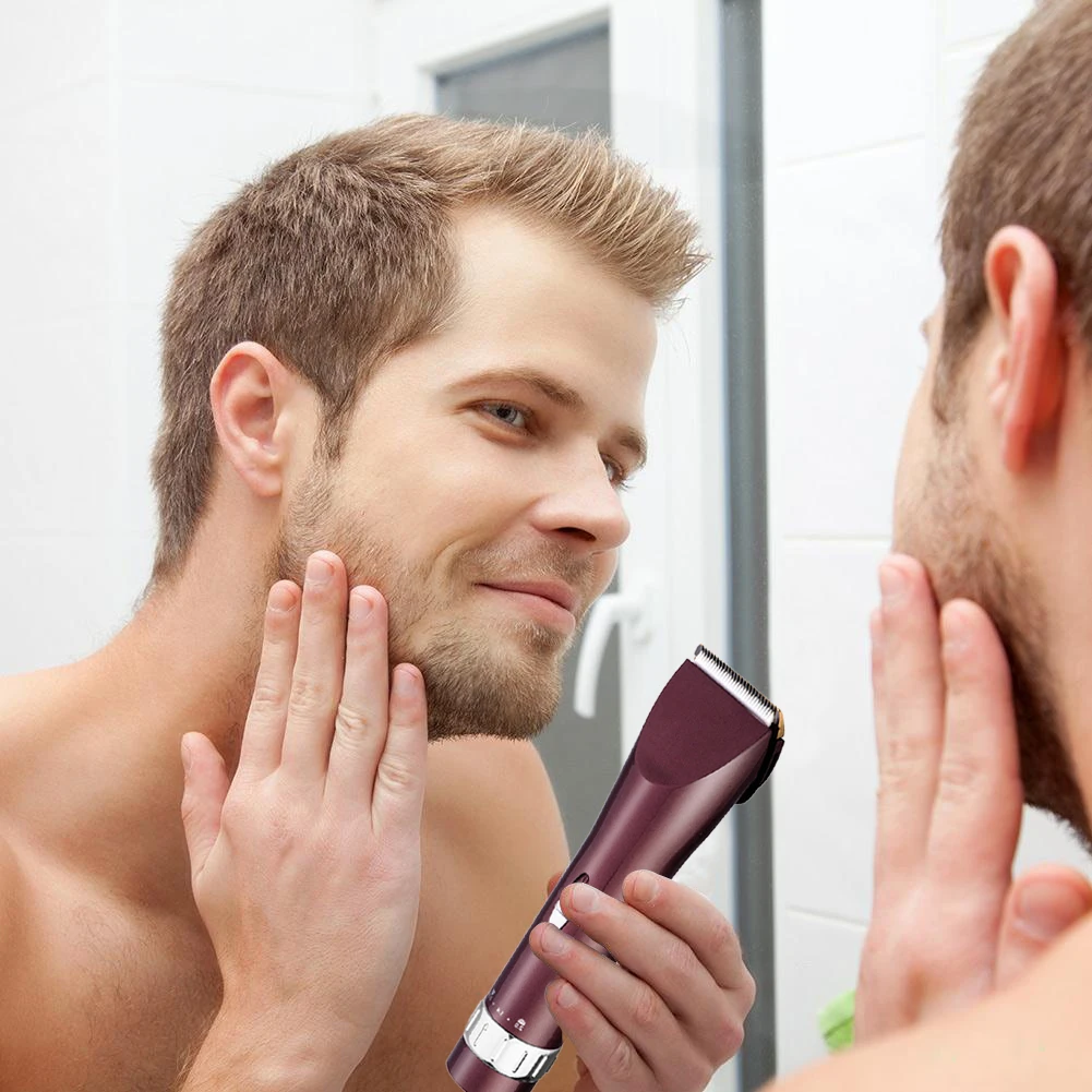

Powerful 12W motor Hair/Beard Clipper Black Trimmer barber Grooming Men Cordless Razor US hair dryer men professional