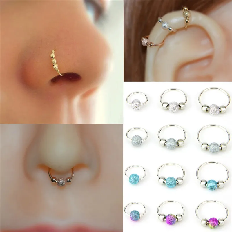 Fashion 1Pc High Quality Nostril Hoop Nose Ring Nose Earring Piercing Hiphop Body Piercing Jewelry 6/8/10mm