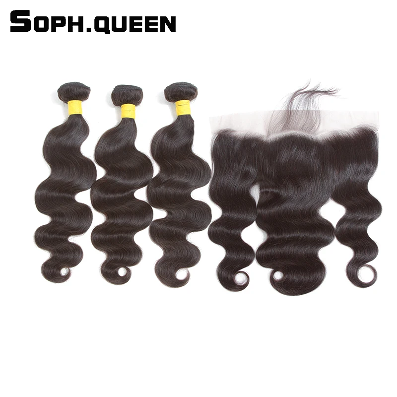 Sophqueen Malaysian Body Wave Non-Remy Hair Bundles With 13*4 Lace Frontal Longest Hair PCT 15% Salon Hair Free Shipping body-wave-with-frontal : image Sophqueen Malaysian Body Wave Non-Remy Hair Bundles With 13*4 Lace Frontal Longest Hair PCT 15% Salon Hair Free Shipping body-wave-with-frontal