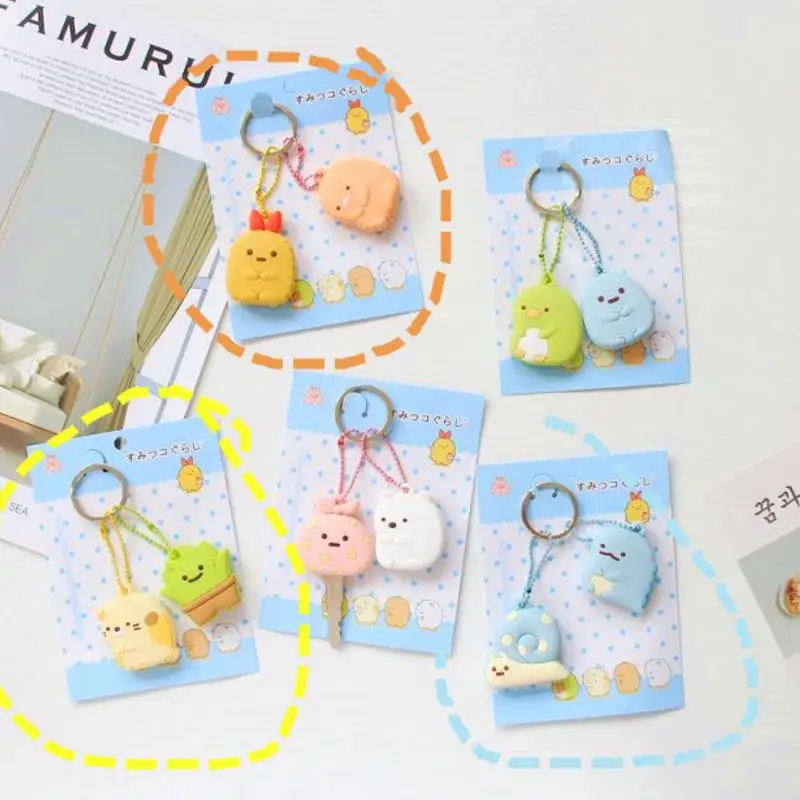 

1 Pc cute Keychain Chaveiros Japanese Corner creature San-x Sumikko Anime Key Met Keys Cover Cartoon Bag Chain Figure toy