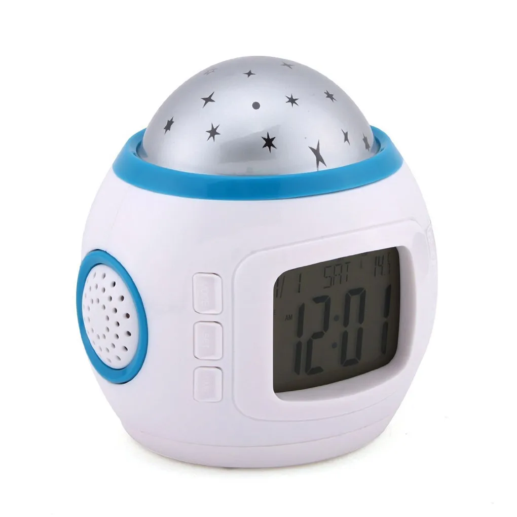 Colorful Star Children Room Night Light Projector Lamp Alarm Clock