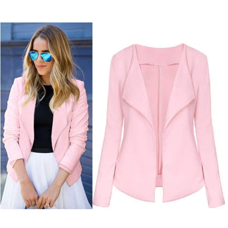 

Spring Autumn New Women Slim Coat Casual Long Sleeve Office Lady Jackets Fashion Turn-down Solid Outerwear Tops Female
