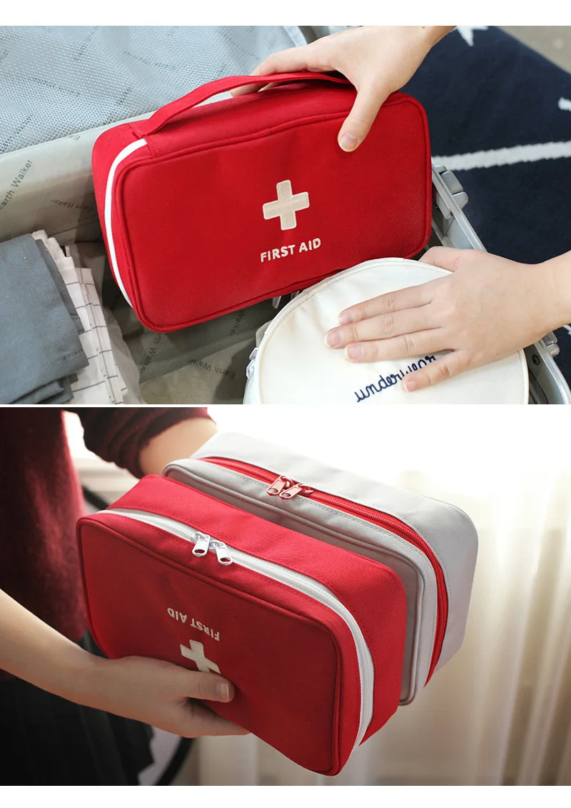 Portable Household Medicine Bag Multi-Layer Empty First Aid Kit Pouch Bag Outdoor Car Bag Travel Rescue Bag For Emergency Case