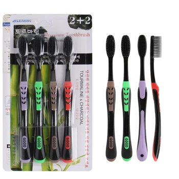

4pcs/lot Bamboo Charcoal Toothbrush Anti-slip Handle Of Ultra-Thin Soft Hair Brushes For Oral Hygiene Suitable For Family