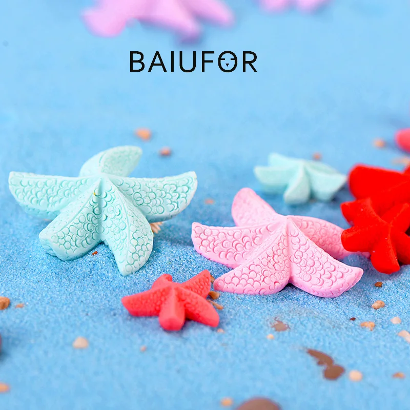 

BAIUFOR Seaside Miniature Colorful Starfish 5pcs Fairy Garden Miniatures Micro Moss Landscape Decor Terrarium Figurines