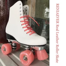 Подлинный ролик для отделки кожи коньки роликовые коньки на парных колесах для женщин взрослых два линии катания обувь с ПУ розовый 4 колеса