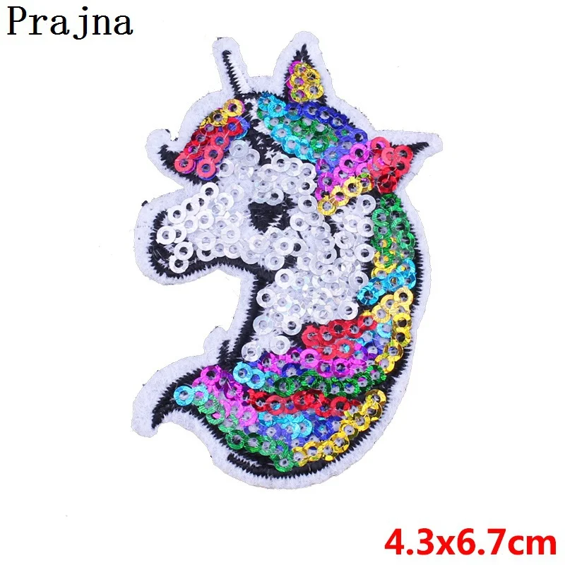 Prajna, 3D нашивка единорога, блестящая лошадь, вышитые нашивки для одежды, модные нашивки на одежду, нашивки, нашивки - Цвет: Белый