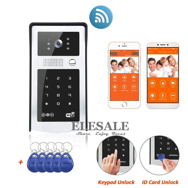 

New Wifi IP Video Door Phone Intercom Doorbell With RFID Unlock Keypad Code Entry System Android IOS APP Control Night Vision