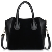 Mode Femmes Sacs Noir Patchwork Nubuck Sac À Main En Cuir Sourire Épaule Unique Sacs Casual Croix Sac Fourre-Tout De Luxe Designer 2017