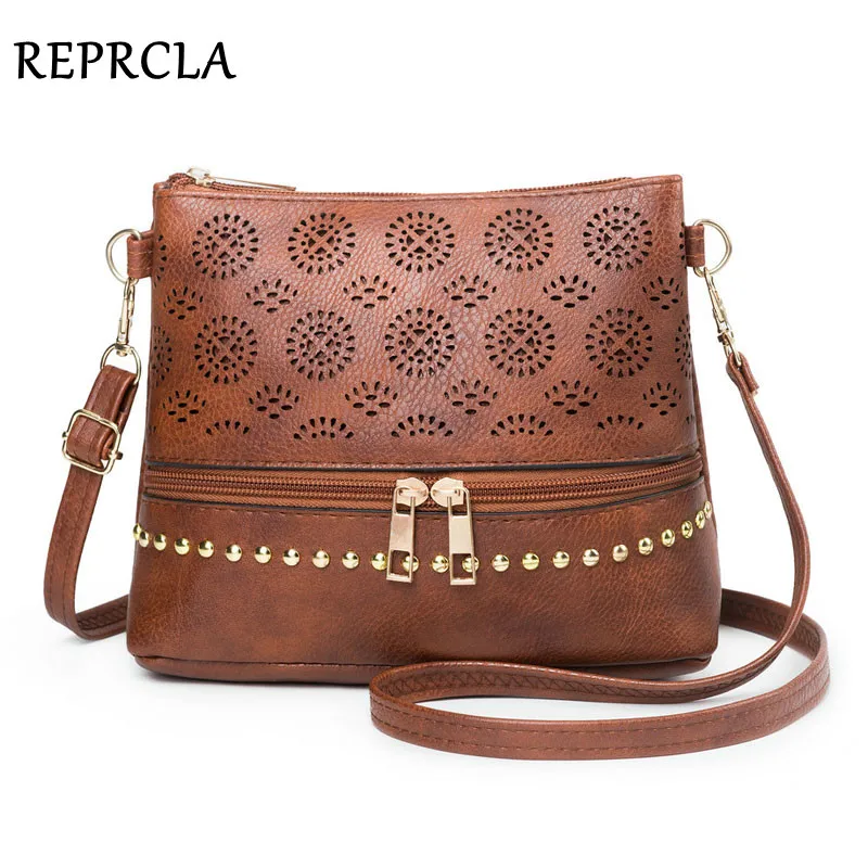 REPRCLA 2019 الجوف خارج المرأة حقيبة يد خمر رسول حقيبة كتف بو الجلود Crossbody حقائب للنساء بولسا الأنثوية