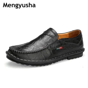 

Genuine Leather Men Casual Shoes Luxury Brand 2019 Mens Loafers Moccasins Breathable Slip on Black Driving Shoes