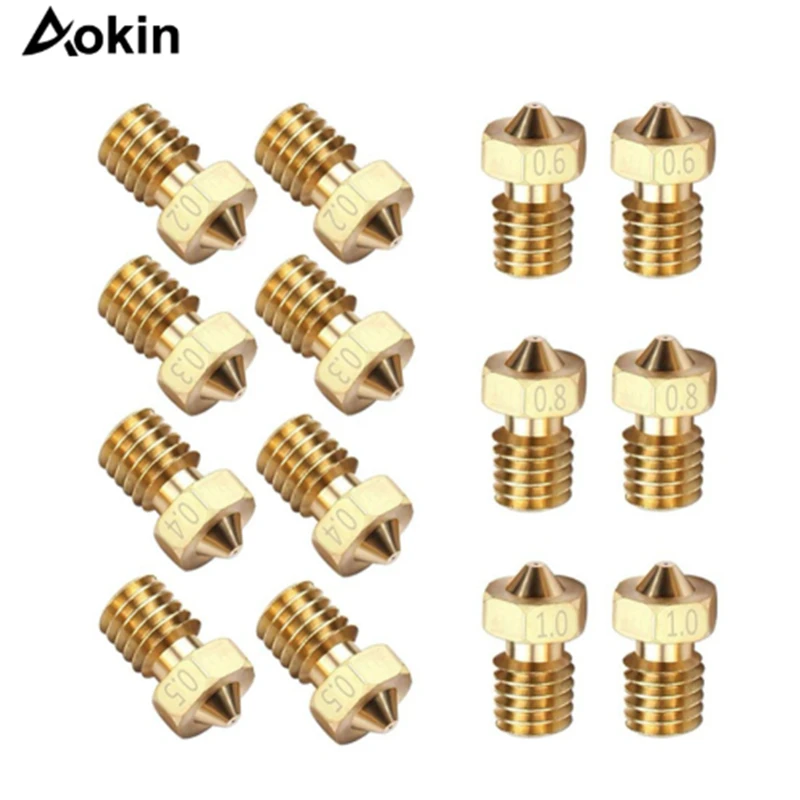 

10 pcs V5 V6 M6 Threaded Nozzle 0.2 0.25 0.3 0.4 0.5 0.6 0.8 1.0mm For 1.75mm 3.0mm Filamnet Full Metal E3D 3D Printer Parts