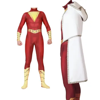 

Movie Shazam! Superhero Shazam Bodysuit Cosplay Captain Marvel Shazam Cosplay Costume for Adults and Kids
