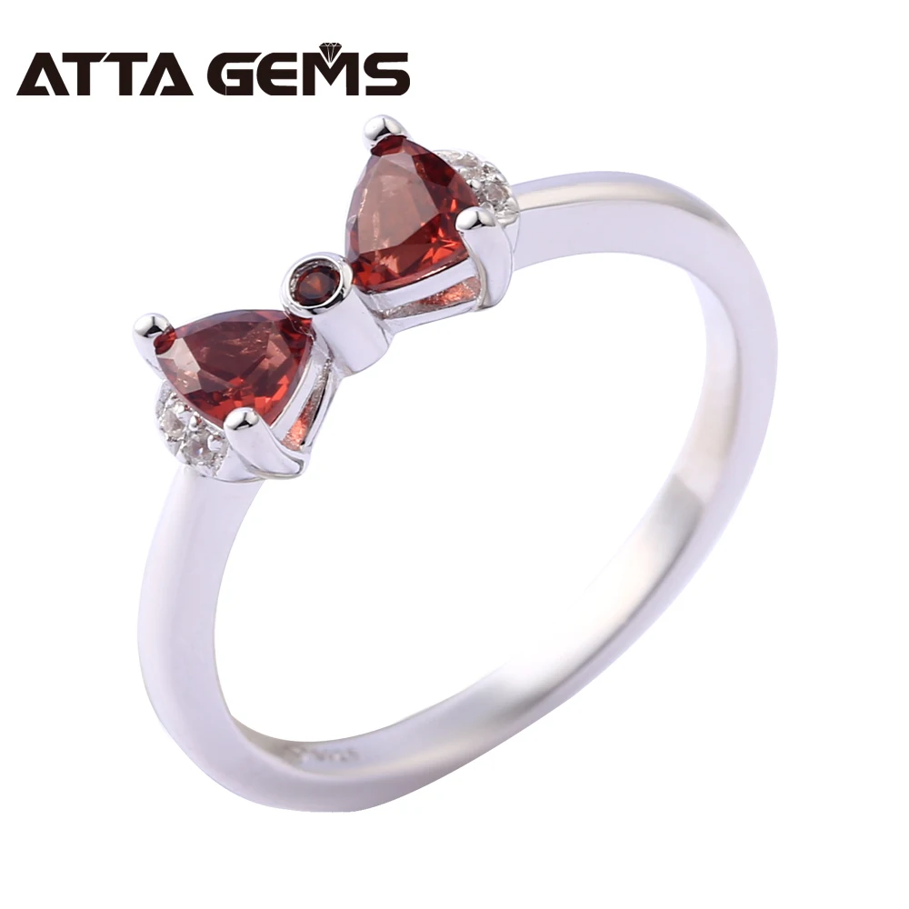 

Natural Garnet Sterling Silver Rings for Girls Lovely and Sweet Style Natural Gemstone Girlfriend's Birthday Gifts Top Quality