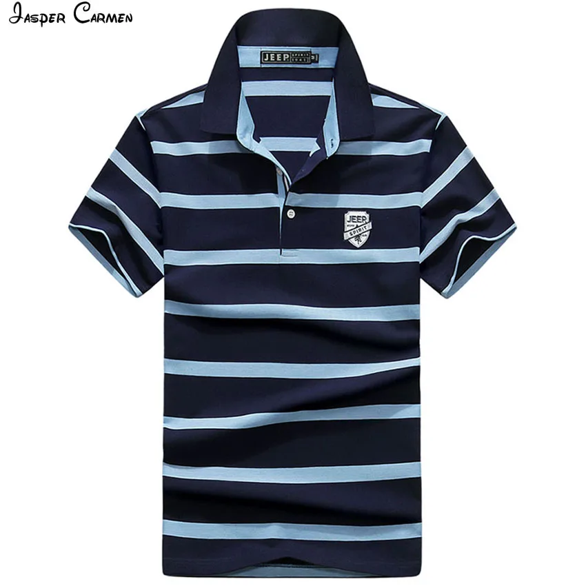 New Summer Men breathable cotton short sleeve polos mens striped shirts