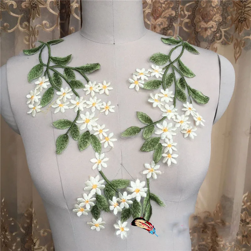 

6Pieces Flowers Embroidery Patches Lace Accessory Sticker Clothes Wedding Decoration Dress Iron on Sewing Applique Supply Crafts