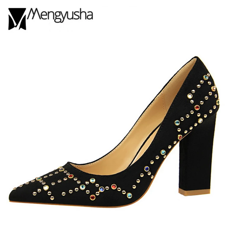 colorful rhinestone decoration high heels shoes woman crystal metal