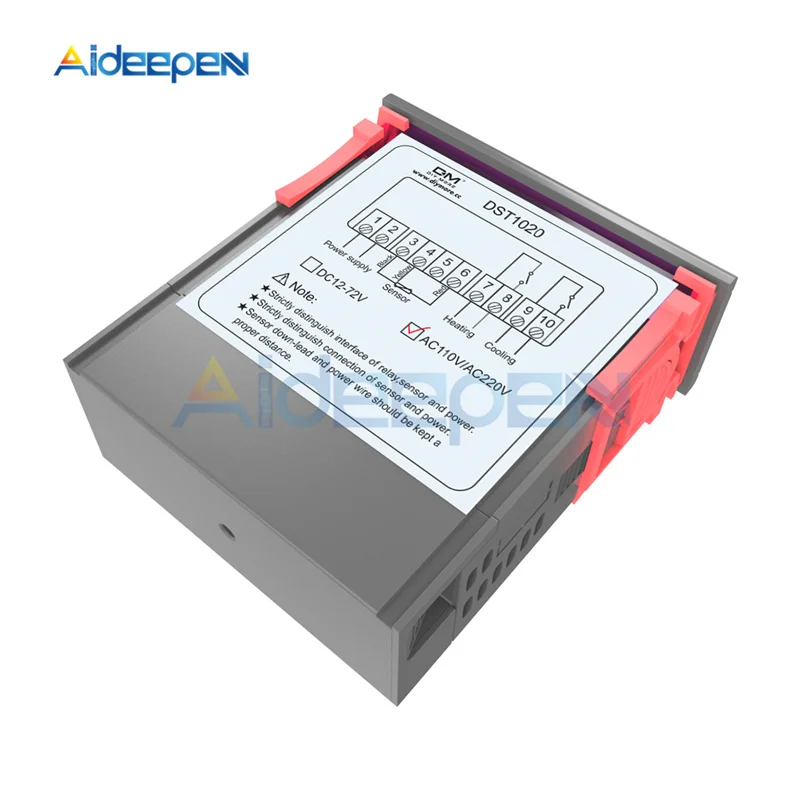 DST1020 DC 12 V-72 V AC 110-230V двойной Дисплей Цифровой термостат регулятор влажности воздуха DS18B20 Сенсор Водонепроницаемый зонд