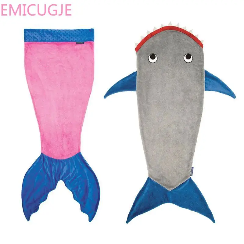 Price Birthday Gift Winter Soft Fleece Shark Mermaid Tail Blanket Children Sleeping Sack Blanket Kids Mermaid Blanket Sleep Sack