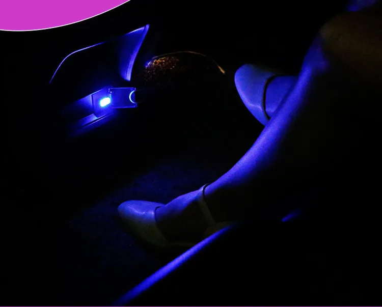 USB LED mini Wireless Car Interior Lighting Kit car styling interior decoration Atmosphere light white blue pink (9)