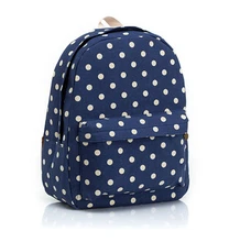 New fresh casual canvas rucksack women fashion school bag unisex Polka Dot printing backpack double shoulder satchel New fresh casual canvas rucksack women fashion school bag unisex Polka Dot printing backpack double shoulder satchel