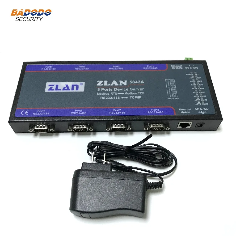 ZLAN5843A 8 портов RS232 RS485 в Ethernet конвертер несколько последовательных устройств Серверный коммутатор Modbus шлюз Замена ZLAN5800/5840