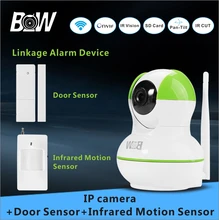 Cámara de vigilancia inalámbrica + puerta + sensor de infrarrojos motion sensor 720 p hd wifi cámara cámara ip wifi seguridad para el hogar bw12gr