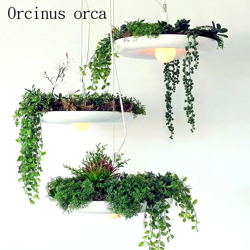 

Korean garden simple art sky garden chandelier Nordic creative personality wrought iron restaurant bedroom light Postage free