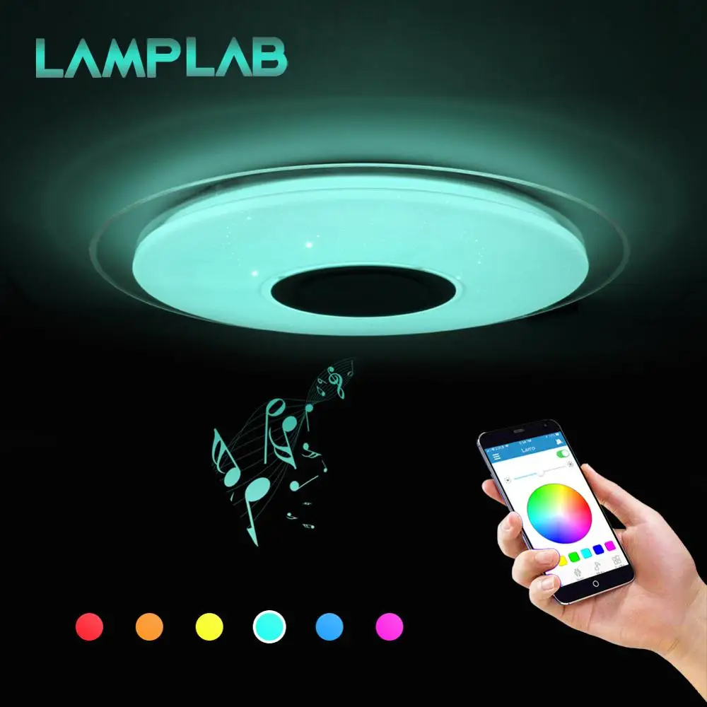 

LED RGB Ceiling Light Multi Color Lamp Modern Bluetooth Music Speaker APP 36W Remote Control Living Room Bedroom Dimmable 220V