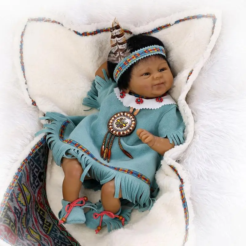 NPK 17 дюймов американских индейцев винилсиликоновых Reborn Baby Doll подарок на день