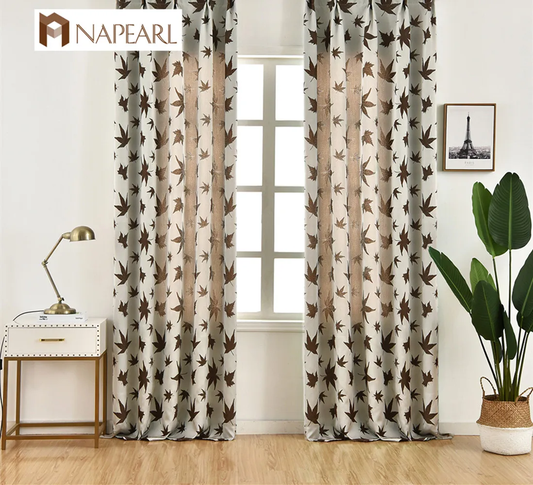 

NAPEARL New Design Curtains Maple Jacquard Curtains Semi Shade Fabric Modern Design Pastoral Style For Living Room Window Drapes