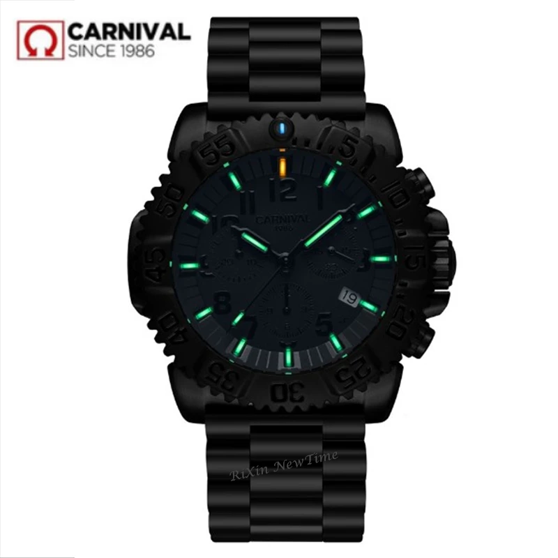 

Chronograph T25 Tritium Luminous stop watch men luxury brand Ronda quartz men watches full steel clock erkek kol saati reloj uhr