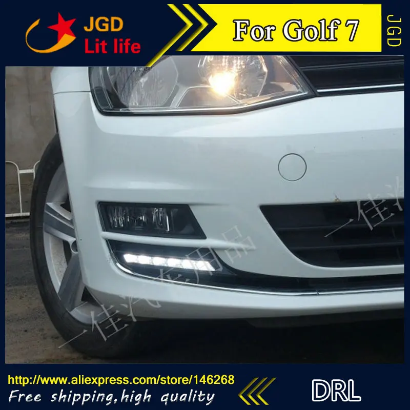 Бесплатная доставка ! 12В 6000K СИД DRL дневного света для VW Гольф 7 2014 противотуманная фара стайлинга автомобилей Бесплатная доставка ! 12В 6000K СИД DRL дневного света для VW Гольф 7 2014 противотуманная фара стайлинга автомобилей