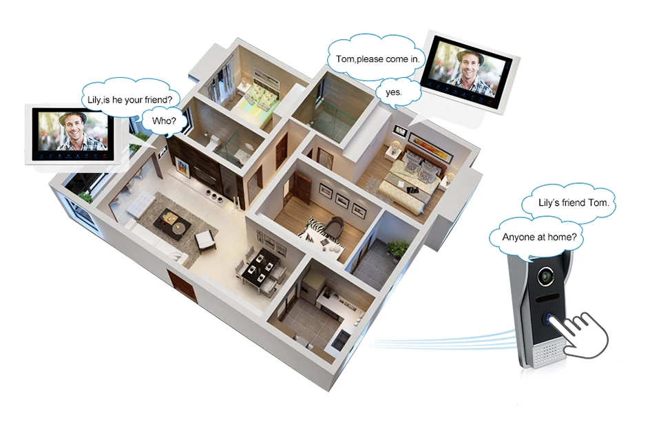 JeaTone 10 "Домашняя Система внутренней связи видео телефон двери с 1 камерой 1200TVL Высокое разрешение для виллы