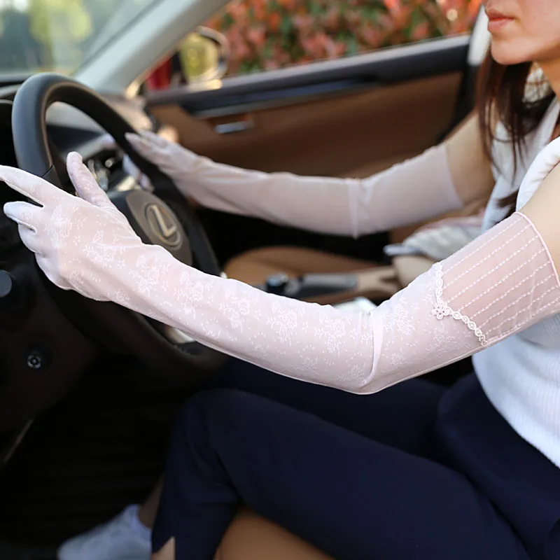 1 Pair Long Finger Elbow Sun Protection Gloves Opera Party Prom Costume Gloves Women Sexy Lace Touch Mittens Driving Glove (4)
