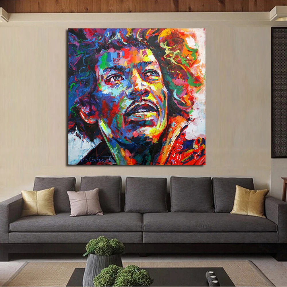 JQHYART Jimi Hendrix Potret Dinding Untuk Ruang Tamu Seni Kanvas