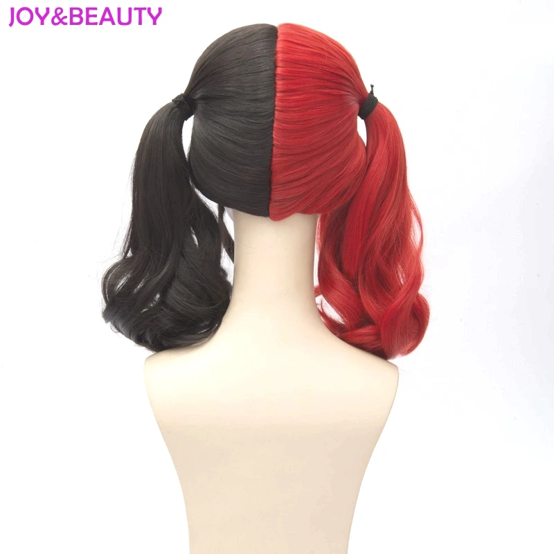 JOY& BEAUTY волосы Harleen Quinzel Харли Квинн косплей парик 45 см короткие красные черные смешанные синтетические волосы парик