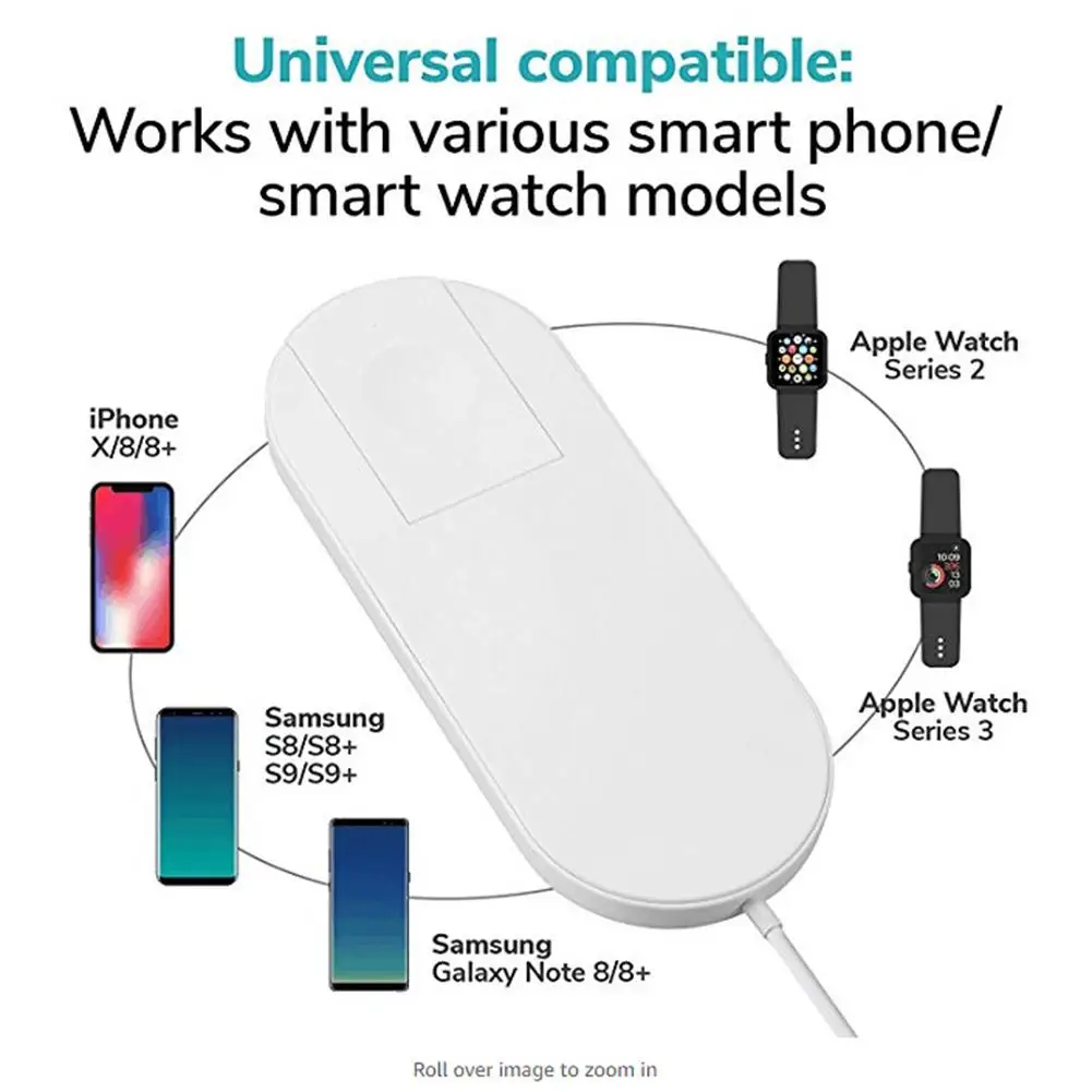 Часы мобильный телефон два в одном Беспроводное зарядное устройство для Air Apple IPhone X power Charging Pad