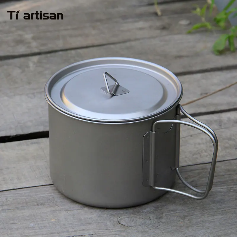 Tiartisan 900 ml de titanio puro Pot Camping al aire libre ultraligero de titanio tazón con cubierta de mayor capacidad de Picnic de utensilios de cocina Ta8316A