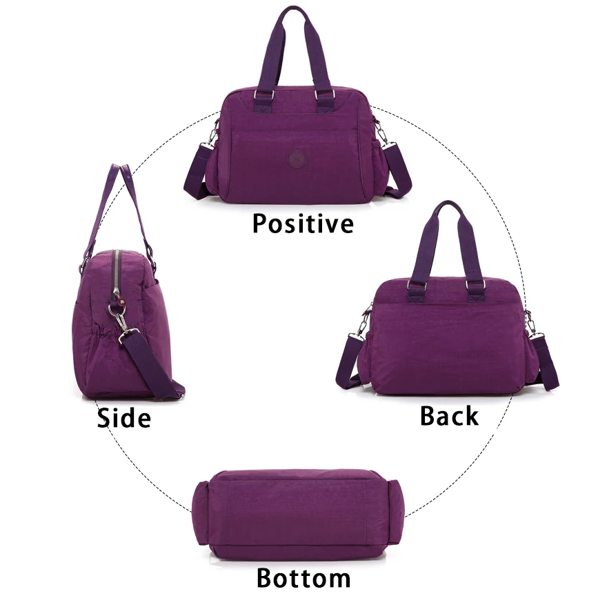 Женские нейлоновые сумки Meesenger, женские сумки на одно плечо, винтажные одноцветные сумки с несколькими карманами, женские сумки через плечо, сумки-тоут