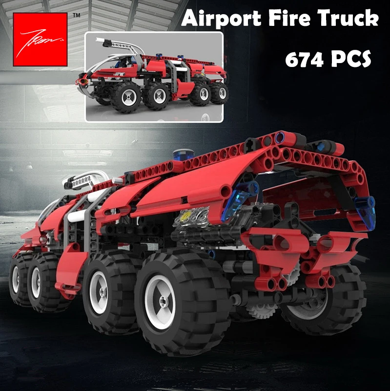 

Model Building Blocks toys 20042 674Pcs The Airport Fire Truck compatible with legoe Technic Series Educational DIY toys hobbies