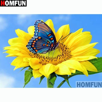 

HOMFUN Full Square/Round Drill 5D DIY Diamond Painting "Flower butterfly" 3D Embroidery Cross Stitch 5D Home Decor A13188