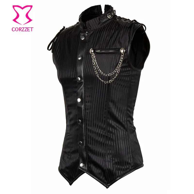 Steampunk Guy Waist Trainer Male Corset Top Gothic/Steampunk Steel - Main Image
